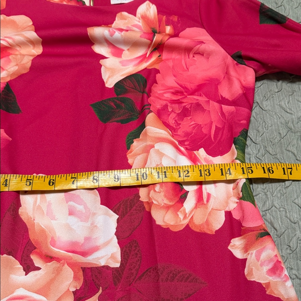 Calvin Klein Fuchsia Floral Midi Dress - Picture 6 of 12